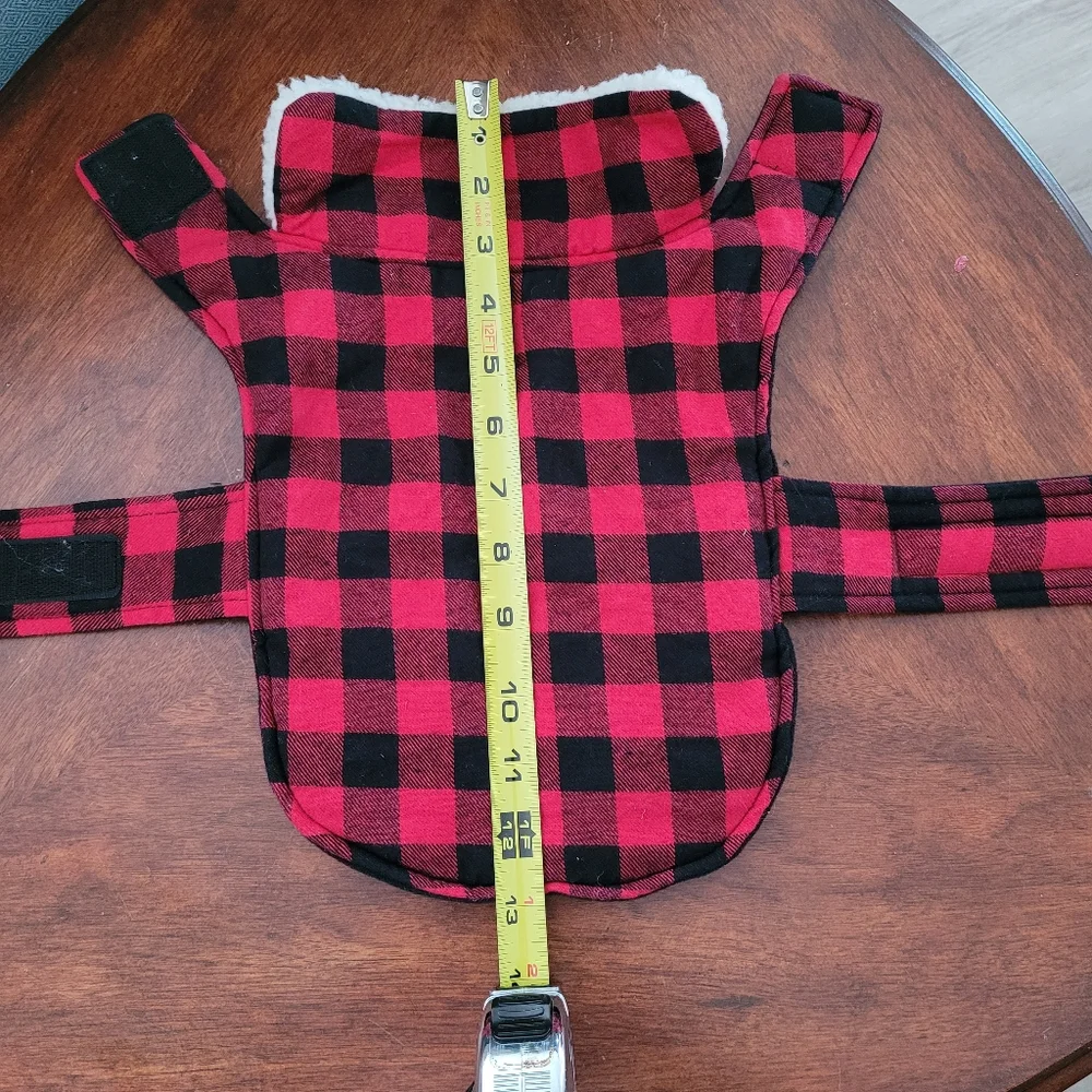 Wag&Bone Dog Jacket Buffalo Check Red Black Shearling Size Small